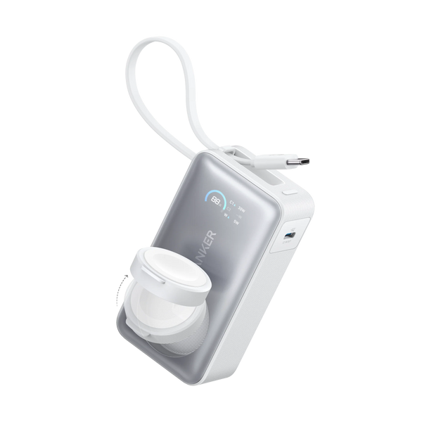 باور بانك أنكر ماجو 10000 مللي أمبير/ساعة 35 وات مع كابل USB-C مدمج وشاحن Apple Watch