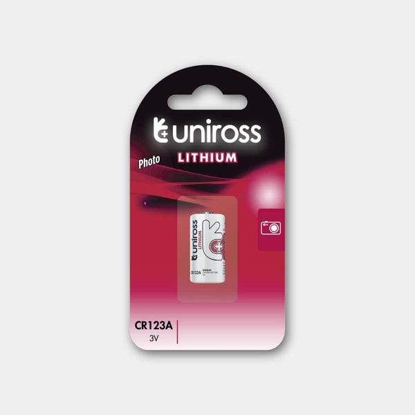 بطارية ليثيوم أسطوانية CR123A (عبوة قطعة واحدة) من يوني روس Uniross