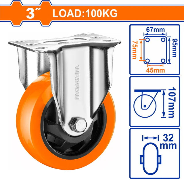 3-inch Fixed Caster Wheel by Wadfow (WJL2331) – jabalitools