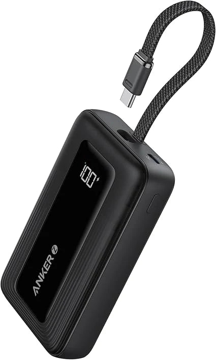 باور بانك أنكر زولو 10000 مللي أمبير/ساعة 30 وات مع كابل USB-C مدمج
