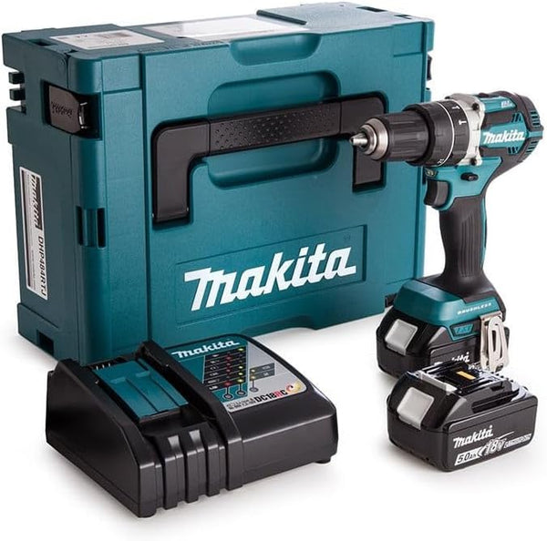 دريل شحن 18V مع شاكوش DHP484RTJ بطارية 5 A من ماكيتا Makita