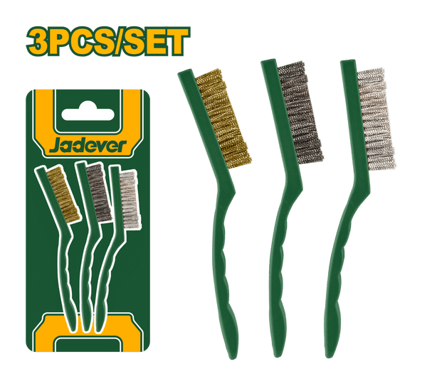 JADEVER 3pcs Abrasive Brush Set – 9" Nylon, Brass & Wire Cleaning Brushes (JDBH3609)