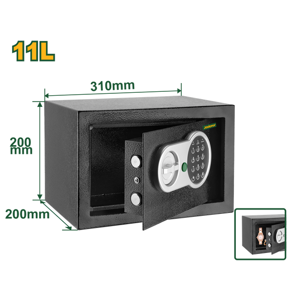 JADEVER Electronic Safe 11L – Digital Keypad, Wall/Floor Mount, with Keys & Bolts (JDEB1520)
