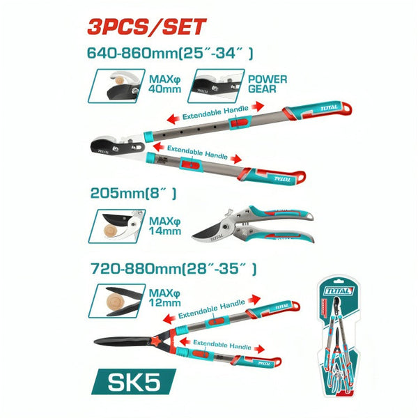 طقم مقصات زراعي 3 قطع  Total THT1593301