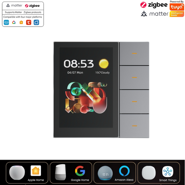 Tuya ZigBee Smart Scene Switch 3.5 - بوصة - تحكم متعدد الوظائف باللمس، ستارة/تحكم في الإضاءة، مفتاح المنزل الذكي F3Pro