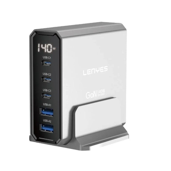 Lenyes LCH70 قاعدة شحن سريع متعددة المنافذ GaN بقوة 140 واط مع شاشة LED