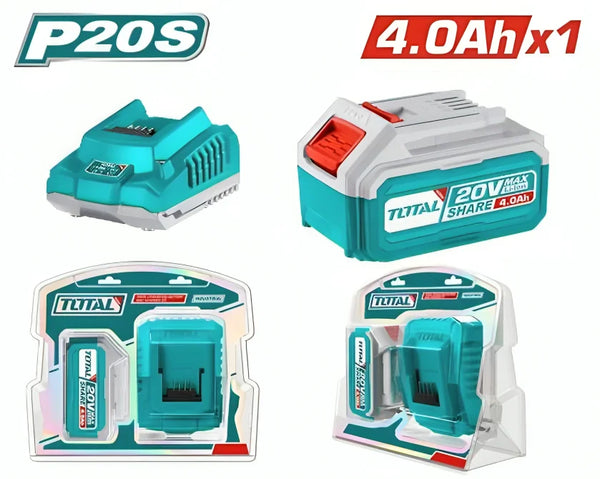 بطارية 20 فولت 4.0Ah + شاحن سريع Total TFBCPK1214
