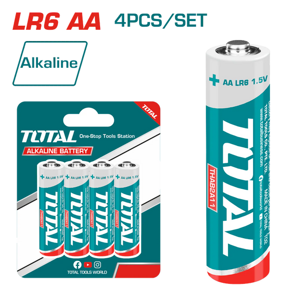 بطاريات قلوية AA – عدد 4 قطع Total THAB2A11